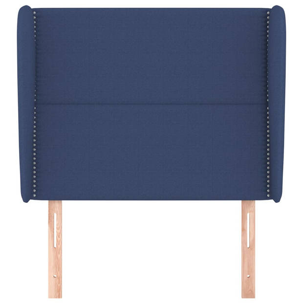 vidaXL Hoofdbord met randen 103x23x118/128 cm stof blauw