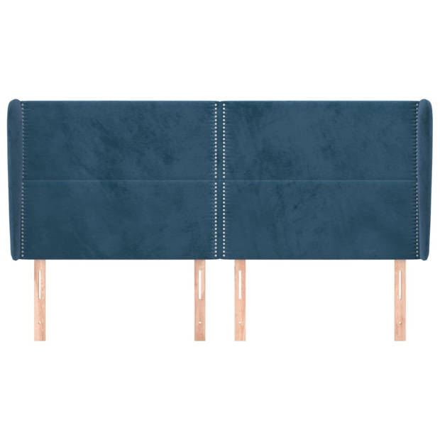 vidaXL Hoofdbord met randen 203x23x118/128 cm fluweel donkerblauw