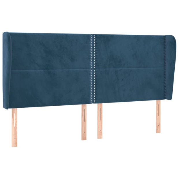 vidaXL Hoofdbord met randen 203x23x118/128 cm fluweel donkerblauw