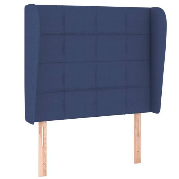 vidaXL Hoofdbord met randen 83x23x118/128 cm stof blauw