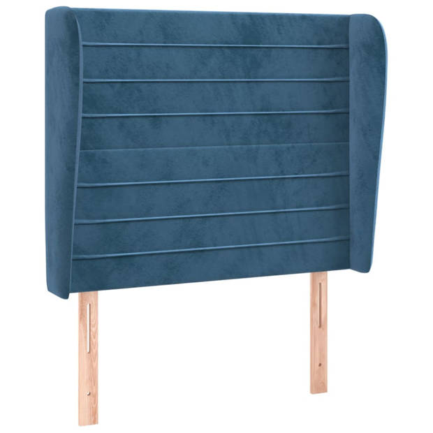 vidaXL Hoofdbord met randen 103x23x118/128 cm fluweel donkerblauw