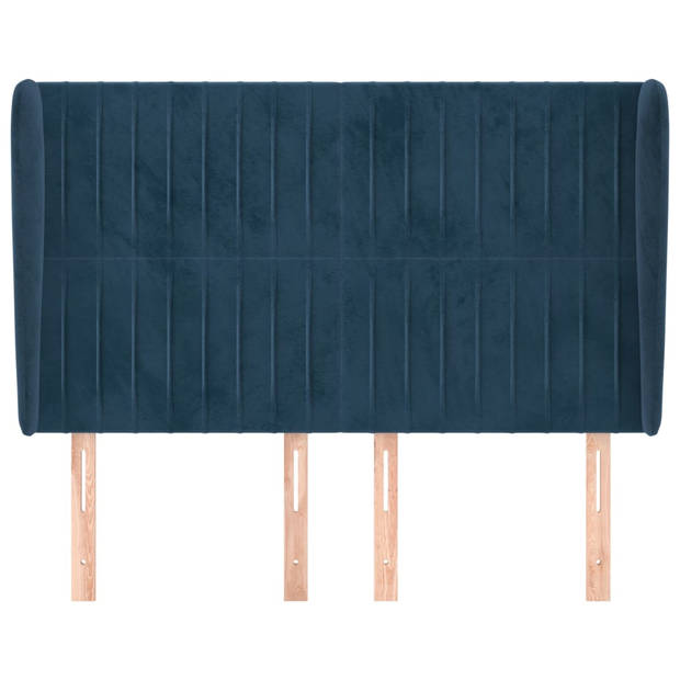 vidaXL Hoofdbord met randen 147x23x118/128 cm fluweel donkerblauw