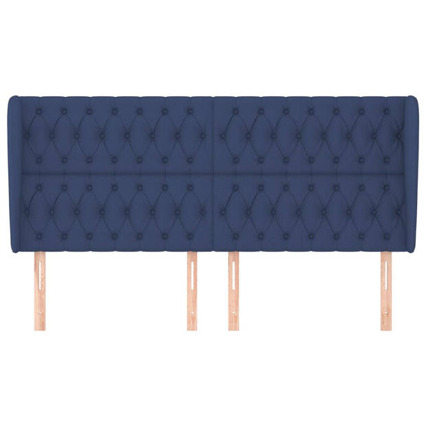 vidaXL Hoofdbord met randen 183x23x118/128 cm stof blauw