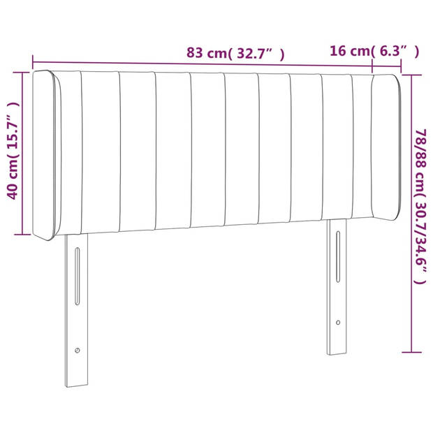 vidaXL Hoofdbord met randen 83x16x78/88 cm stof lichtgrijs