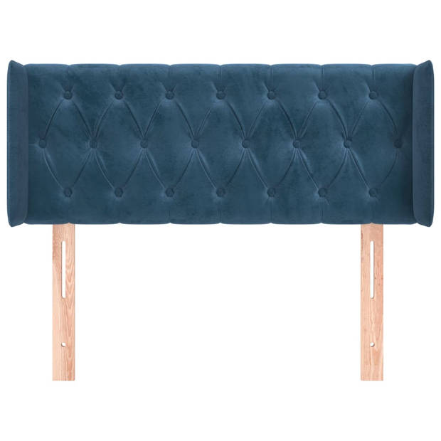 vidaXL Hoofdbord met randen 103x16x78/88 cm fluweel donkerblauw