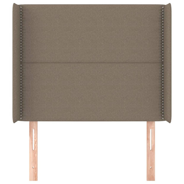 vidaXL Hoofdbord met randen 103x16x118/128 cm stof taupe