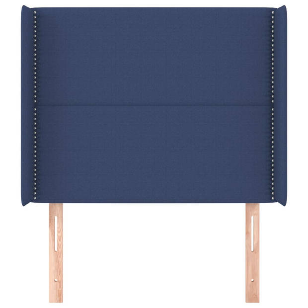 vidaXL Hoofdbord met randen 83x16x118/128 cm stof blauw