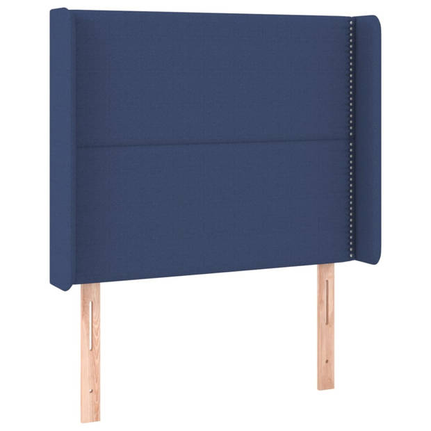 vidaXL Hoofdbord met randen 103x16x118/128 cm stof blauw