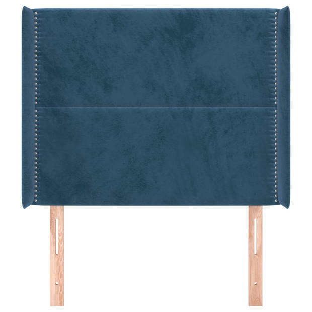 vidaXL Hoofdbord met randen 83x16x118/128 cm fluweel blauw