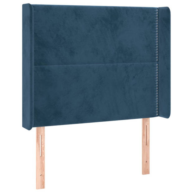 vidaXL Hoofdbord met randen 83x16x118/128 cm fluweel blauw