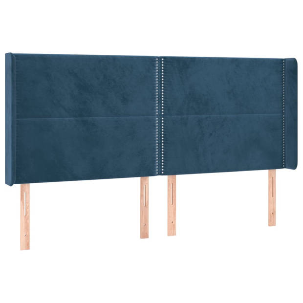 vidaXL Hoofdbord met randen 183x16x118/128 cm fluweel donkerblauw