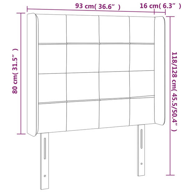 vidaXL Hoofdbord LED 93x16x118/128 cm fluweel donkergroen