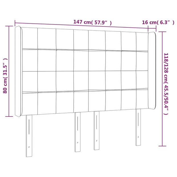 vidaXL Hoofdbord LED 147x16x118/128 cm stof taupe