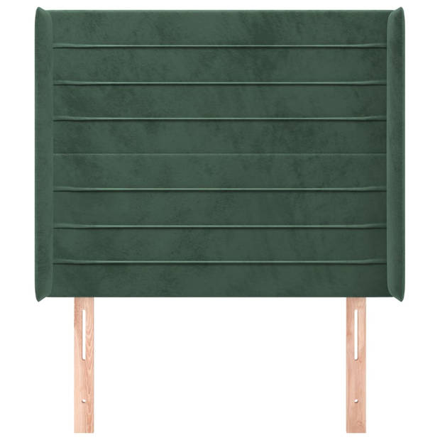 vidaXL Hoofdbord met randen 83x16x118/128 cm fluweel groen