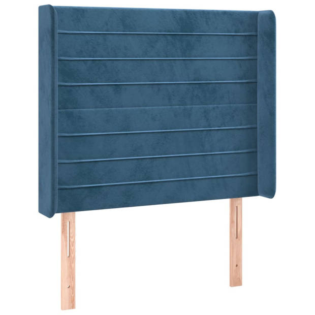 vidaXL Hoofdbord met randen 103x16x118/128 cm fluweel donkerblauw