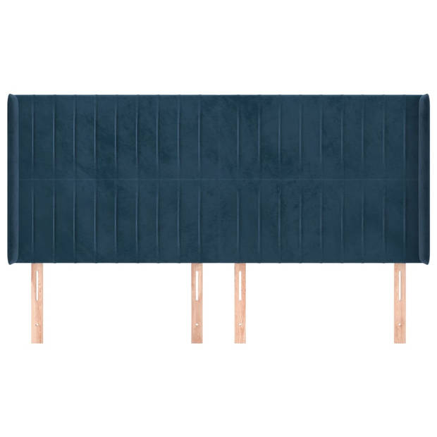 vidaXL Hoofdbord met randen 203x16x118/128 cm fluweel donkerblauw