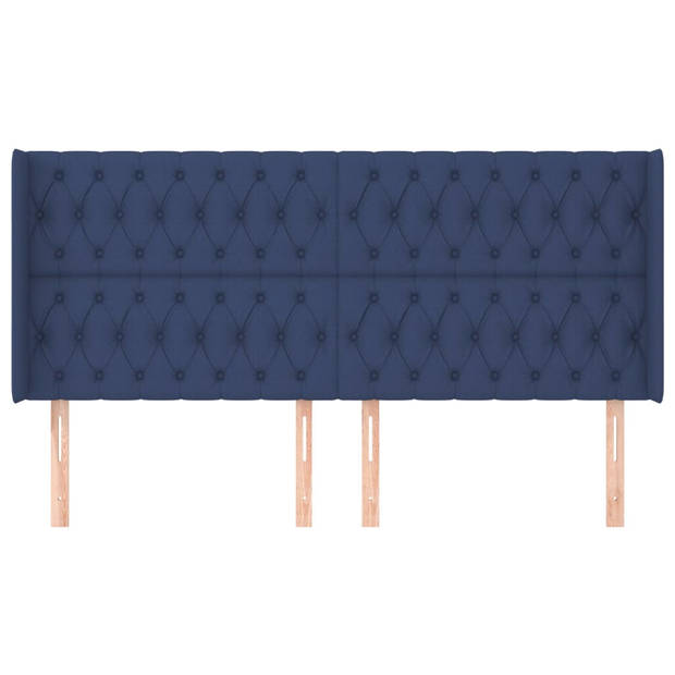 vidaXL Hoofdbord met randen 183x16x118/128 cm stof blauw