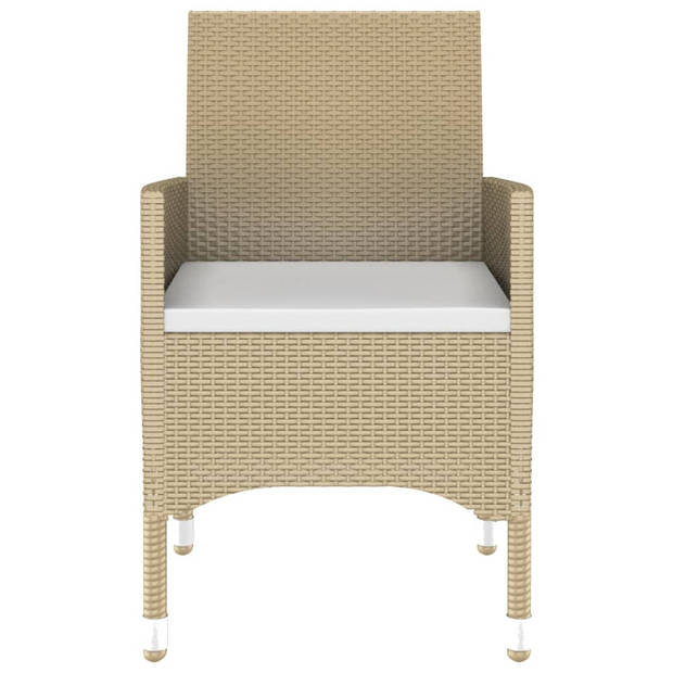 vidaXL 5-delige Tuinset poly rattan en gehard glas beige