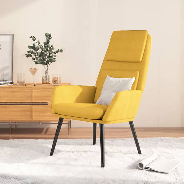 The Living Store Fauteuil - - Relaxstoel - 70 x 77 x 98 cm - Mosterdgeel