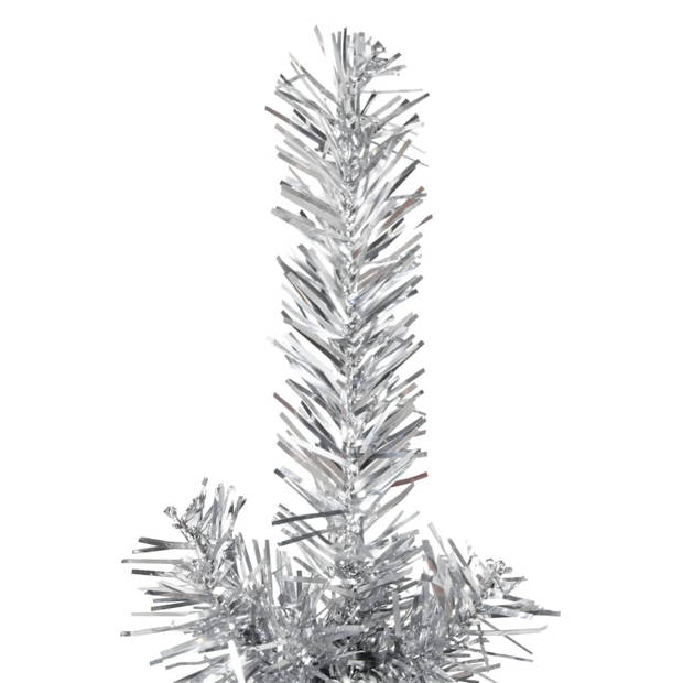 The Living Store halve kunstkerstboom - zilver - PVC - 45x150 cm - ruimtebesparend