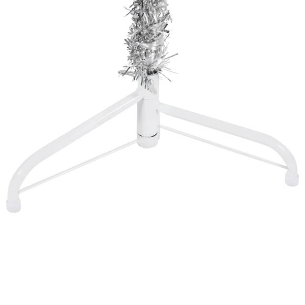 The Living Store halve kunstkerstboom - zilver - PVC - 45x150 cm - ruimtebesparend