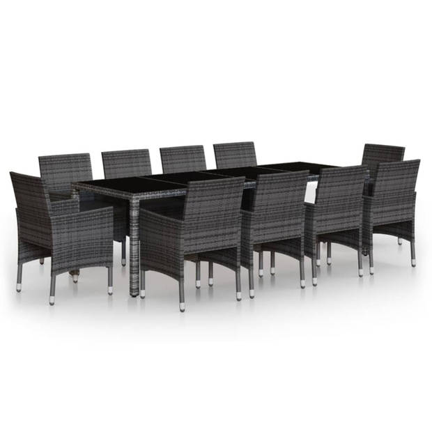 vidaXL 11-delige Tuinset poly rattan grijs