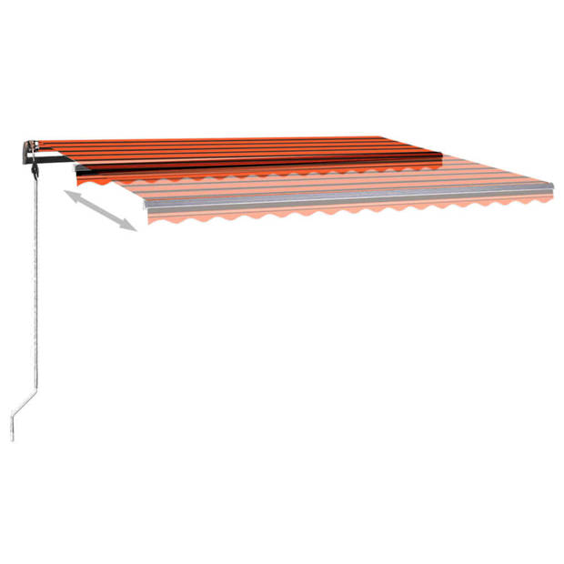 vidaXL Luifel handmatig uittrekbaar met LED 450x350 cm oranje en bruin