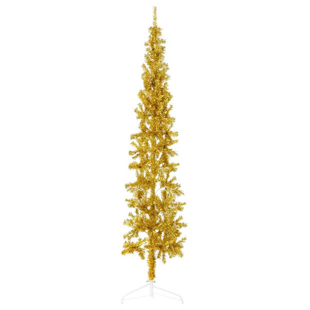 The Living Store Kunstkerstboom - Halve - 210 cm - PVC - Goud