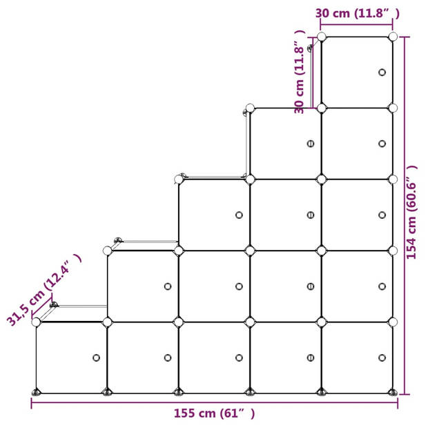 The Living Store Kinderopbergkast - 155 x 31.5 x 154 cm - Cartoonpatroon - PP kunststof en staal