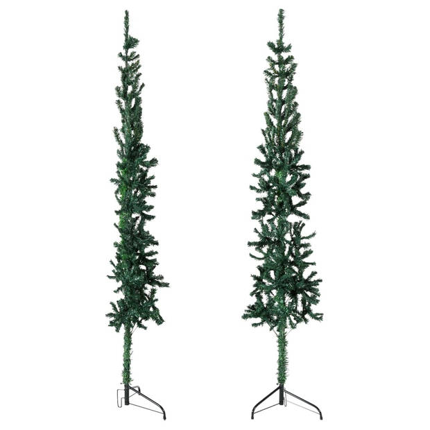 vidaXL Kunstkerstboom half met standaard smal 120 cm groen