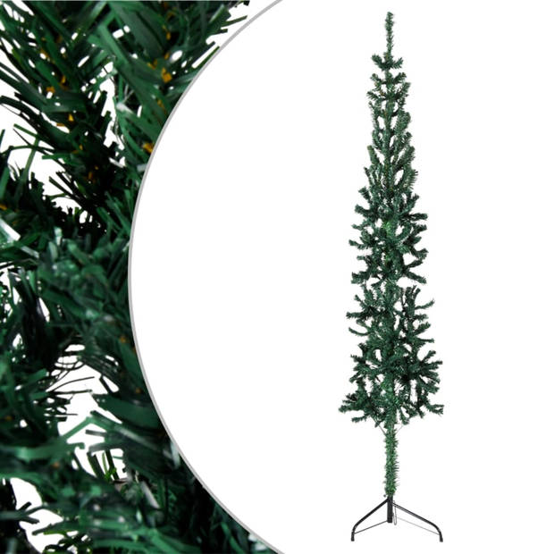 vidaXL Kunstkerstboom half met standaard smal 150 cm groen