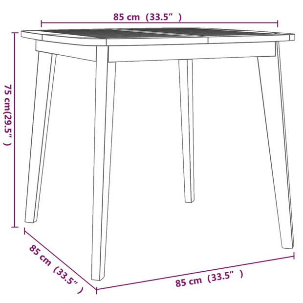 vidaXL Tuintafel 85x85x75 cm massief acaciahout