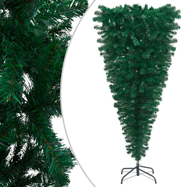 The Living Store omgekeerde kerstboom - groen PVC - 120 cm hoog - verstelbare takken - stalen standaard - 230 takken -