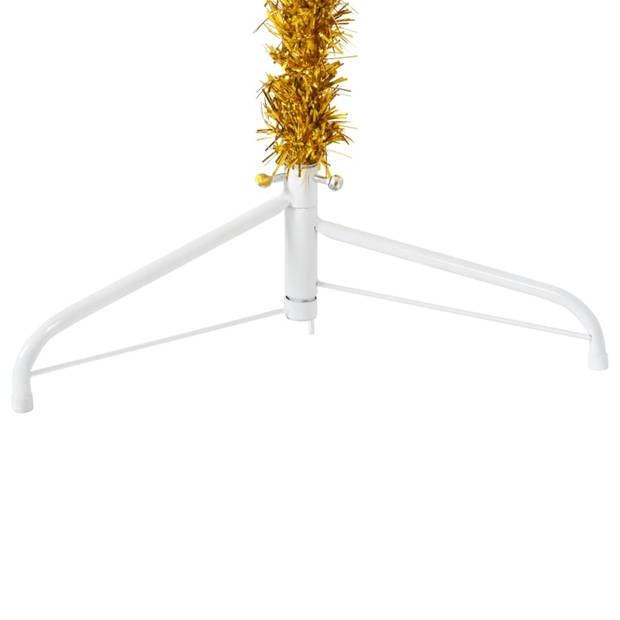 The Living Store Halve Kunstkerstboom - Goud - PVC/Staal - 45x150 cm - Ruimtebesparend