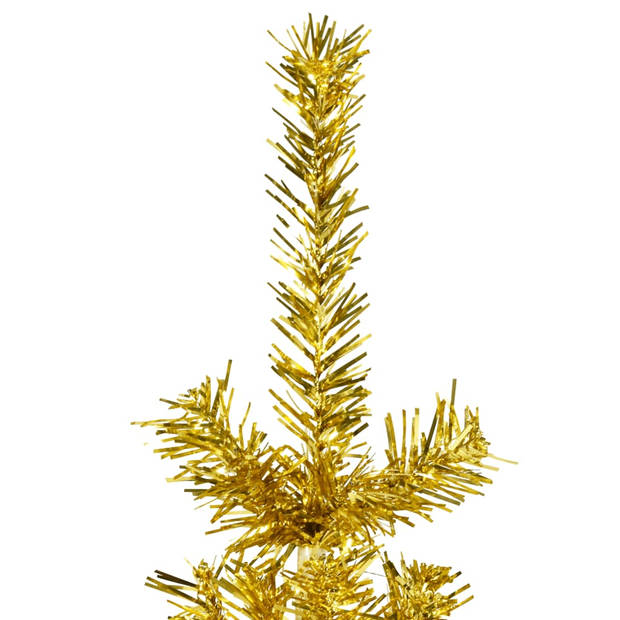 The Living Store Halve Kunstkerstboom - Levensecht PVC - Smal - Voordelige Kerstdecoratie - Goud - Afmeting 40cm x