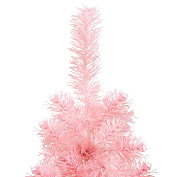 vidaXL Kunstkerstboom half met standaard smal 180 cm roze