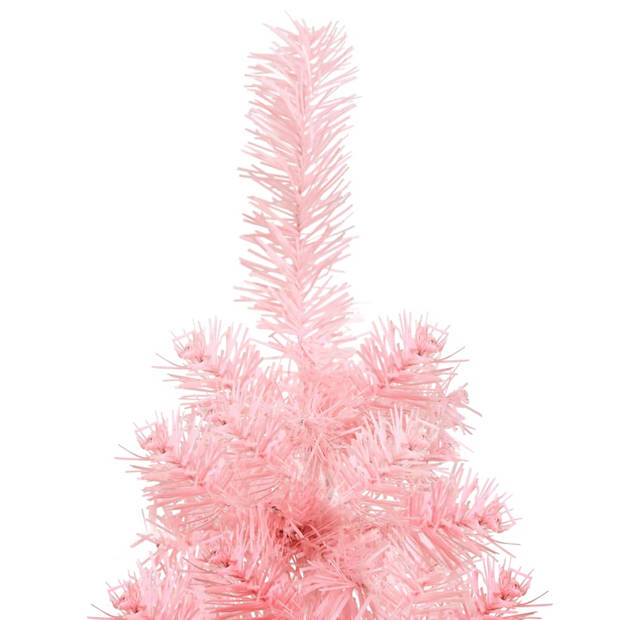 The Living Store Halve kunstkerstboom - Levensecht PVC - Ruimtebesparend - Voordelig - Roze - 49 cm breed - 180 cm hoog