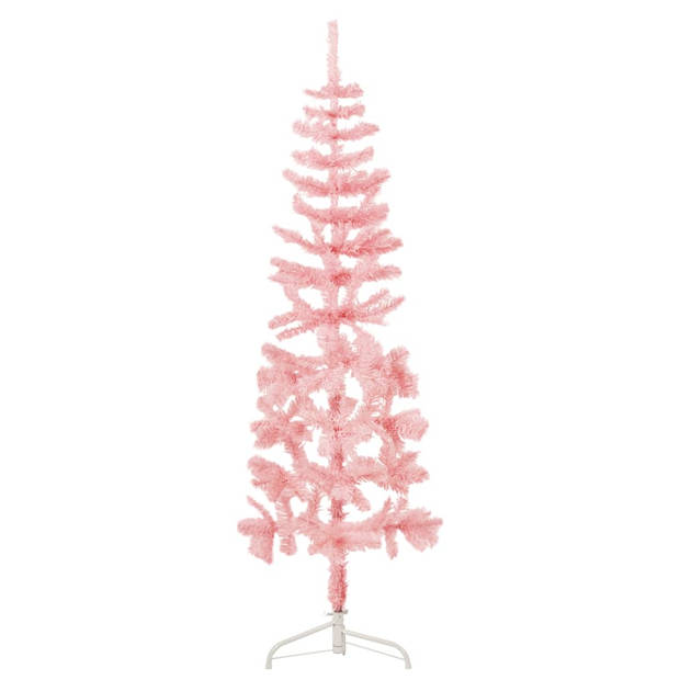 vidaXL Kunstkerstboom half met standaard smal 150 cm roze