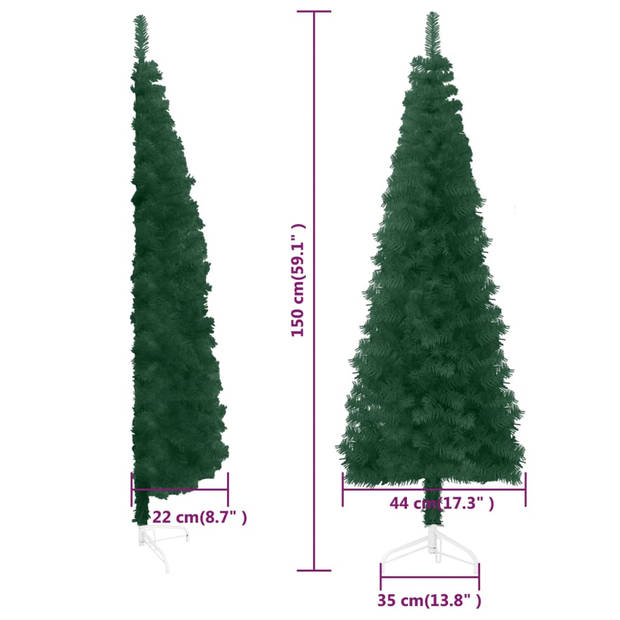 vidaXL Kunstkerstboom half met standaard smal 150 cm groen