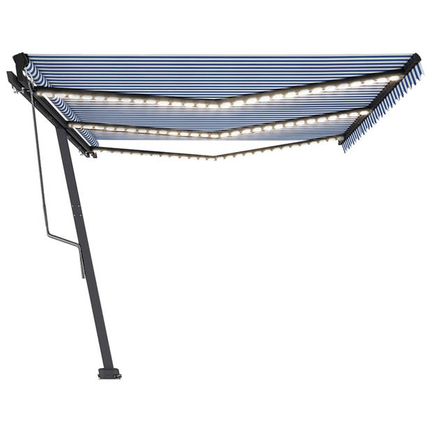 vidaXL Luifel automatisch met LED en windsensor 600x350 cm blauw wit