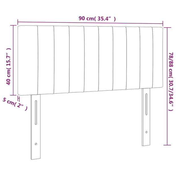 vidaXL Hoofdbord 90x5x78/88 cm fluweel donkerblauw