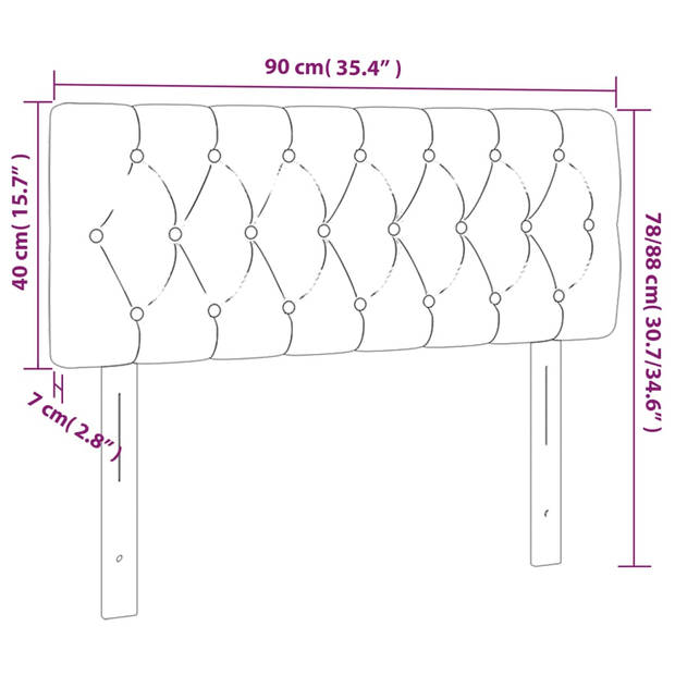 vidaXL Hoofdbord 90x7x78/88 cm stof zwart