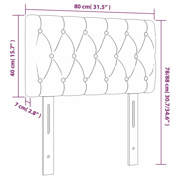 vidaXL Hoofdbord 80x7x78/88 cm stof zwart