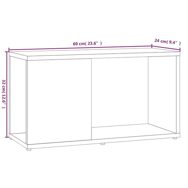 The Living Store tv-meubel bewerkt hout - gerookt eiken - 60 x 24 x 32 cm (B x D x H)