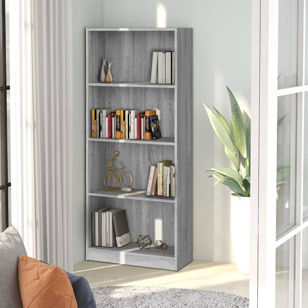 The Living Store Boekenkast - Meubel - 60 x 24 x 142 cm - Grijs Sonoma Eiken