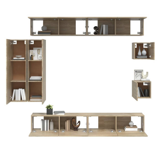 The Living Store Klassieke Televisiekastenset - 4x 100x30x30cm - 2x 30.5x30x110cm - 2x 30.5x30x30cm - Sonoma Eiken