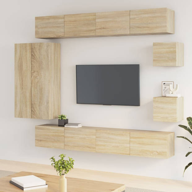 The Living Store Klassieke Televisiekastenset - 4x 100x30x30cm - 2x 30.5x30x110cm - 2x 30.5x30x30cm - Sonoma Eiken