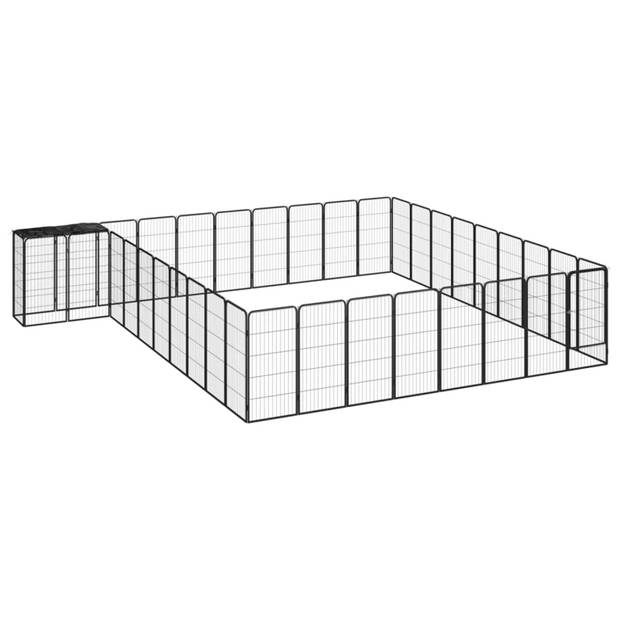 vidaXL Hondenkennel 38 panelen 50x100 cm gepoedercoat staal zwart