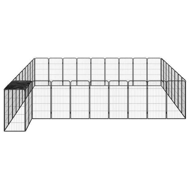 vidaXL Hondenkennel 38 panelen 50x100 cm gepoedercoat staal zwart