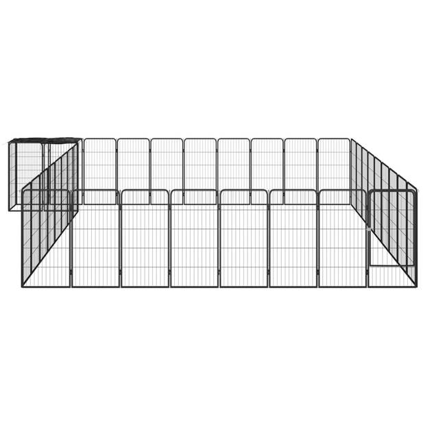 vidaXL Hondenkennel 38 panelen 50x100 cm gepoedercoat staal zwart